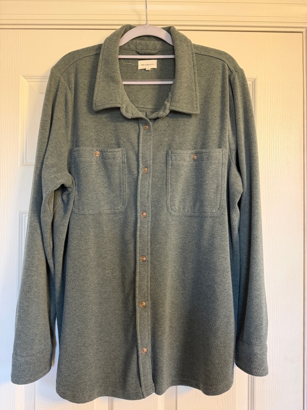 Thread & Supply Fleece Shirt in Sage Gray-Green